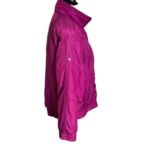 Andy Johns Nylon Parachute Jacket Womens M Magenta 80s Windbreaker Retro Zip Up - Picture 7 of 16